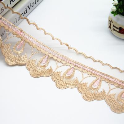 China A087In Sustainable Stock Non-elastic Lace Underwear Semicircle Lace Up Handmade Colorful Nylon Lace 117 for sale