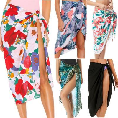 China 2022 NEW Design Swim Sarongs Breathable Animal Print Wrap Skirt Swimwear Lady Beach Cover Up For Women for sale