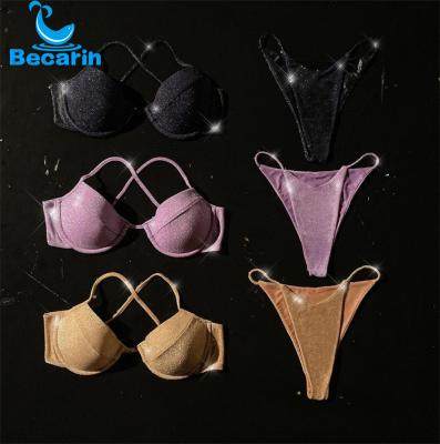 China 2022 New Arrival Fashion Bikini Breathable Glitter Swimwear Style Create Your Own Swimwear Factory for sale