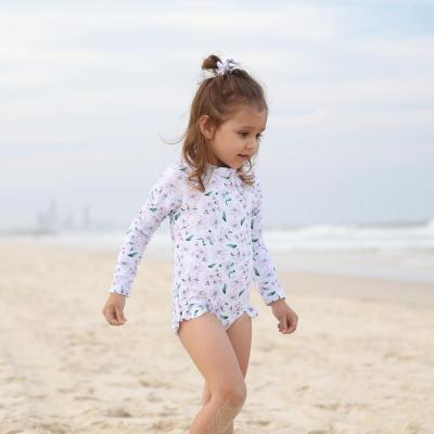 China Breathable Private Label OEM Girls Small Long Sleeve Swimwear Kid Swimwear Baby One Piece Swimming Suit for sale