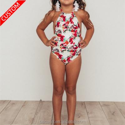 China Breathable Swimwear Custom Made Baby Kids Swimwear Ruffle Halter Swimsuit for sale