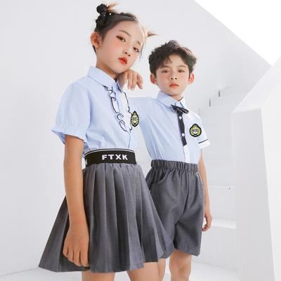 China Custom High Quality Kindergarten Children Kindergarten Primary School Uniforms Shirt Skirt Summer Uniforms Boys and Girls Kindergarten Color Cloth for sale