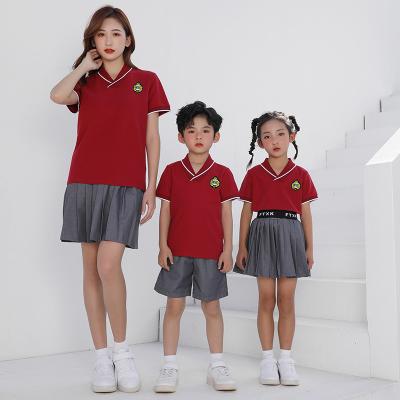 China Custom Made Kindergarten Primary Child Kindergarten Cloth Teacher Uniform High Kids Designs School Uniforms Polo Shirts Skirt Suits for sale