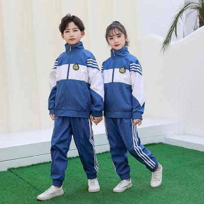 China Kindergarten Sports Suit Stocks Custom Design School Uniform Primary School Children Middle School Children Boys And Girls Sportswear Top for sale