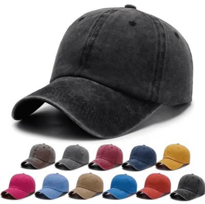 China High Grade JOINT Vintage Retro 6 Panel Hat Custom Logo Washed Cotton Adjustable Baseball Cap Distressed Sports Hats for sale