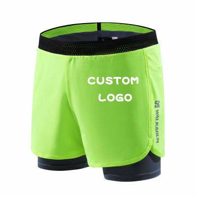 China Custom Anti-Wrinkle Logo 2 In 1 Double Layer Athletic Sports Jogger Shorts Mens Mens Gym Shorts for sale