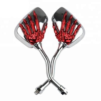 China Motorcycle Offroad Universal Chrome Skull Skeleton Hand Claw Side Mirrors for sale