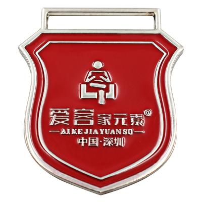 China Sustainable Fashion Bag Accessories Enamel Customized Brand Plated Metal Logo Label For Furniture for sale