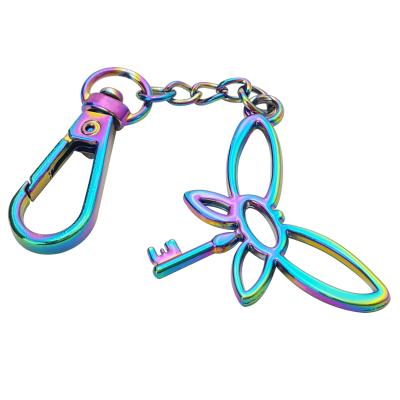 China Fashionable design logo rainbow butterfly metal keyings free personalized design keychains instruments for sale