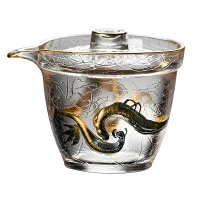 China Viable Wholesale Exquisite Workmanship Tea Set Gaiwan Glass Black Tea Green Tea Lid Bowl Cup for sale