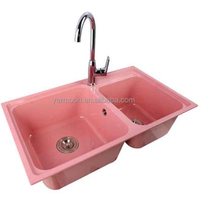 China New Product Easy Clean High Quality Composite Fiberglass SMC Large Double Bowls Sink Kitchen for sale