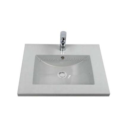 China Easy clean good prices single rectangular 610mm undermoun sink modern fiberglass bathroom washbasin for sale