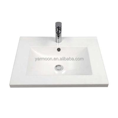 China Easy Clean Modern Rectangular Home 610mm Undermount Hand Wash Basin Fiberglass Sink For Bathroom for sale