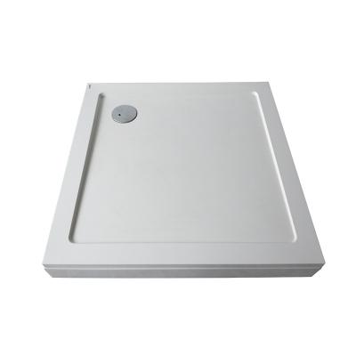 China Modern Custom Fiberglass Shower Tray Square White Solid Surface Artificial Stone Shower Pans for sale