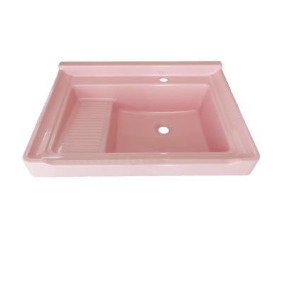 China Factory Sales Hot Pink Laundry Sink Easy Clean Bathroom Sink Deep Clothes Wash Basin for sale