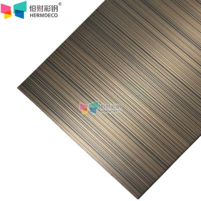 China Building 201 304 316 430 Stainless Steel Bronze Price Hairline Anti-finger Printing Decoration Stainless Steel Sheets For Elevator Door Panel for sale