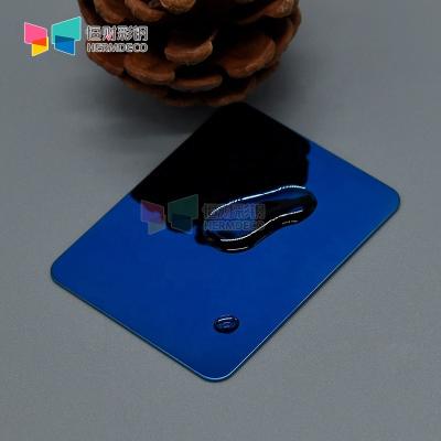 China Building 4*8ft aisi 1.0mm blue color 8k mirror stainless steel sheet supplier for sale