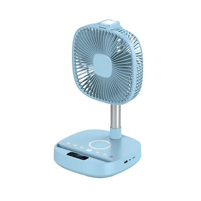 China Aluminum Alloy and ABS Plastic Vertical Rechargeable Electric Fan Hot Selling Portable Charging Fan with Mobile Power Wireless Charging Function for sale