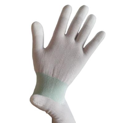 China Anti-Static Light Weight PU Touch Screen Grip Safety Work Anti-Static White Nylon Dipped Extreme Gloves for sale