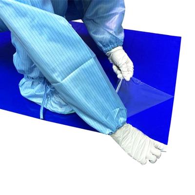 China Color Eco-friendly Sticky Mat Disposable Cleaning Dust Blue Pharmaceutical Clean Room Door Mat For Contamination Control for sale