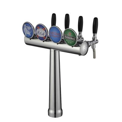 China Metal factory stainless steel beer barrel dispenser kegerator tower 4 taps beer police beer tower dispenser for sale