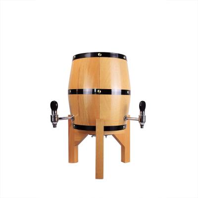 China Keep Cold Beer Fashion Wooden Barrel Stainless Steel Standing 3L Internal Beer Barrel Drink Dispensers for sale