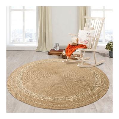 China Washable Eco-friendly Home Round Rug 120 Jute Blankets Natural Fiber Jute Round Blankets 150 180 200 250 300 Cm for sale