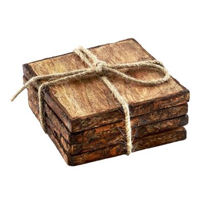 China Sustainable Urban Square Mango Wood Pallet Coaster Pallet Glass Customized Wooden Mats And Pads Eco-friendly Europe for sale