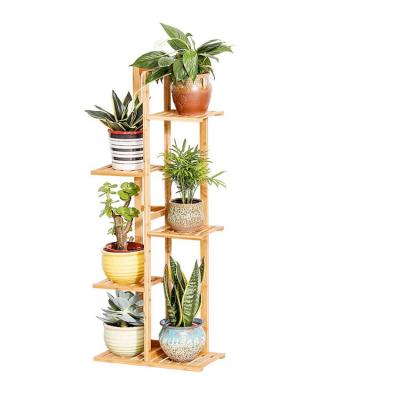 China Indoor and Outdoor Bamboo Plant Stand Multi-pot Rack Eco-friendly Plant Cabinet Display Pot Flower Stand for sale