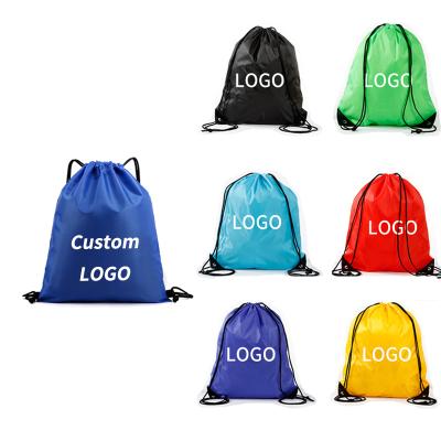 China Custom Big Small Nylon Polyester Eco-friendly Drawstring Sports Drawstring Bag Waterproof Gym Bag for sale