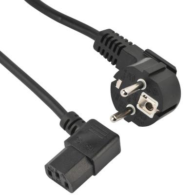 China Household Appliance Europe Schuko Plug IEC C13 Right Angle Computer Power Cable for sale