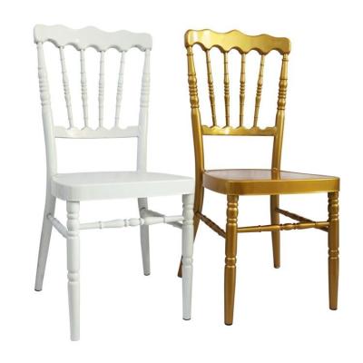 China Commercial Aluminum Iron Metal Wedding Chairs Gold Banquet Chairs for sale