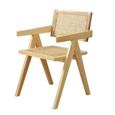 China Customizable Rattan And Wood Armchair OEM Wooden Dining Room Chairs for sale