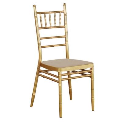 China Restaurant Gold Chiavari Chairs Wedding Metal Frame Fabric Banquet Chairs for sale