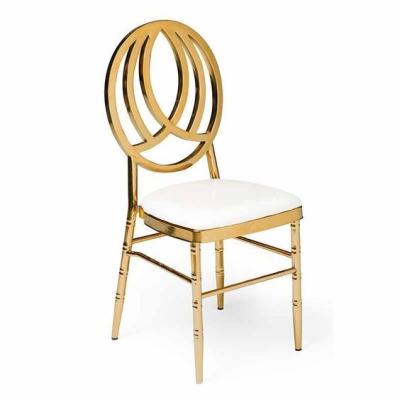 China Apartment Golden Chiavari Chairs Gold Chiavari Chairs With White Cushion for sale