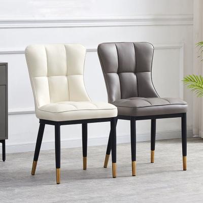 China Grey Upholstered Leather Dining Chair With Metal Leg For Kitchen for sale