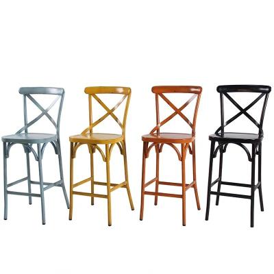 China PP Plastic Outdoor Bar Stools X Cross Back Stackable Polypropylene Bar Stools for sale