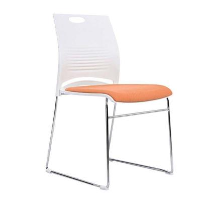 China Orange Stacking Meeting Room Chairs Mesh Stackable Conference Room Chairs for sale