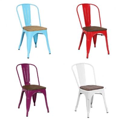 China Red Blue Stackable Metal Outdoor Dining Chairs Antique Iron for sale