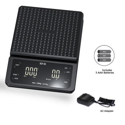 China WITH LID SCF-01 3Kg New Design Led Display AAAbattery Black Digital Timer Electronic Coffee Scale for sale