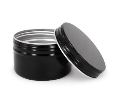 China Empty Black Silver Aluminum Cosmetic Jar Available Recycled Materials 120ml Tin Box Screw Lids Tin For Balm Hair Body Cream Care Pack for sale