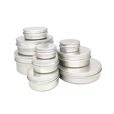 China Recycled Materials Silver Aluminum Tin Jars Cosmetic Cream Solid Shampoo Screw Cap Soap Bar Perfume Metal Packaging Cans for sale