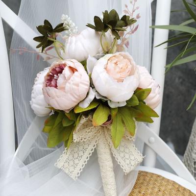 China Handmade Wholesale Artificial Flower Bouquet Wedding Peony Bridal Valentine's Day Wedding Bouquet for sale