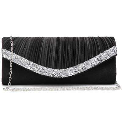 China Simple Classy Formal Rhinestone Crystal Evening Clutch Bags High Quality Satin Elegant Handbag Handle Purse Bag Envelope for sale