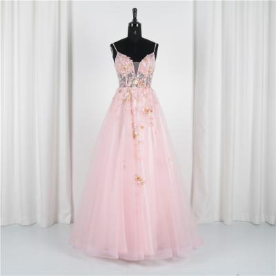 China Anti-static hot sale seductive spaghetti ties embroidery backless women wedding dress luxury even dress for sale