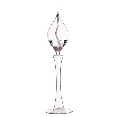 China Wholesale Modern Decor Pillar Metal Stand High Quality Hand Blown Glass Heating Kerosene Lamp for sale