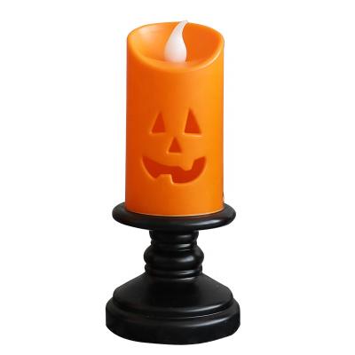 China Terror Wholesale Electric Halloween Candle Lights Led Candlestick Table Decoration Halloween Pumpkin Candle Light Colorful for sale