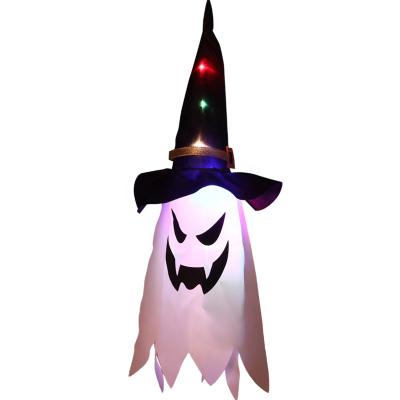 China Modern Outdoor Halloween Decorations Led Garden Hanging Lights String Ghost Windsocks Witch Hats Hat Lighting for sale