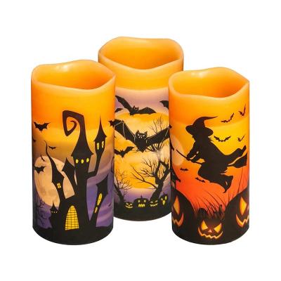 China Terror Wholesale Electric Halloween Candle Lights Led Candlestick Table Decoration Halloween Pumpkin Candle Light Colorful for sale