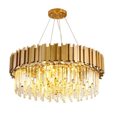 China Modern luxury living room light hotel villa led lamp large round ceiling mounted lighting pendant lights k9 crystal chandelier for sale